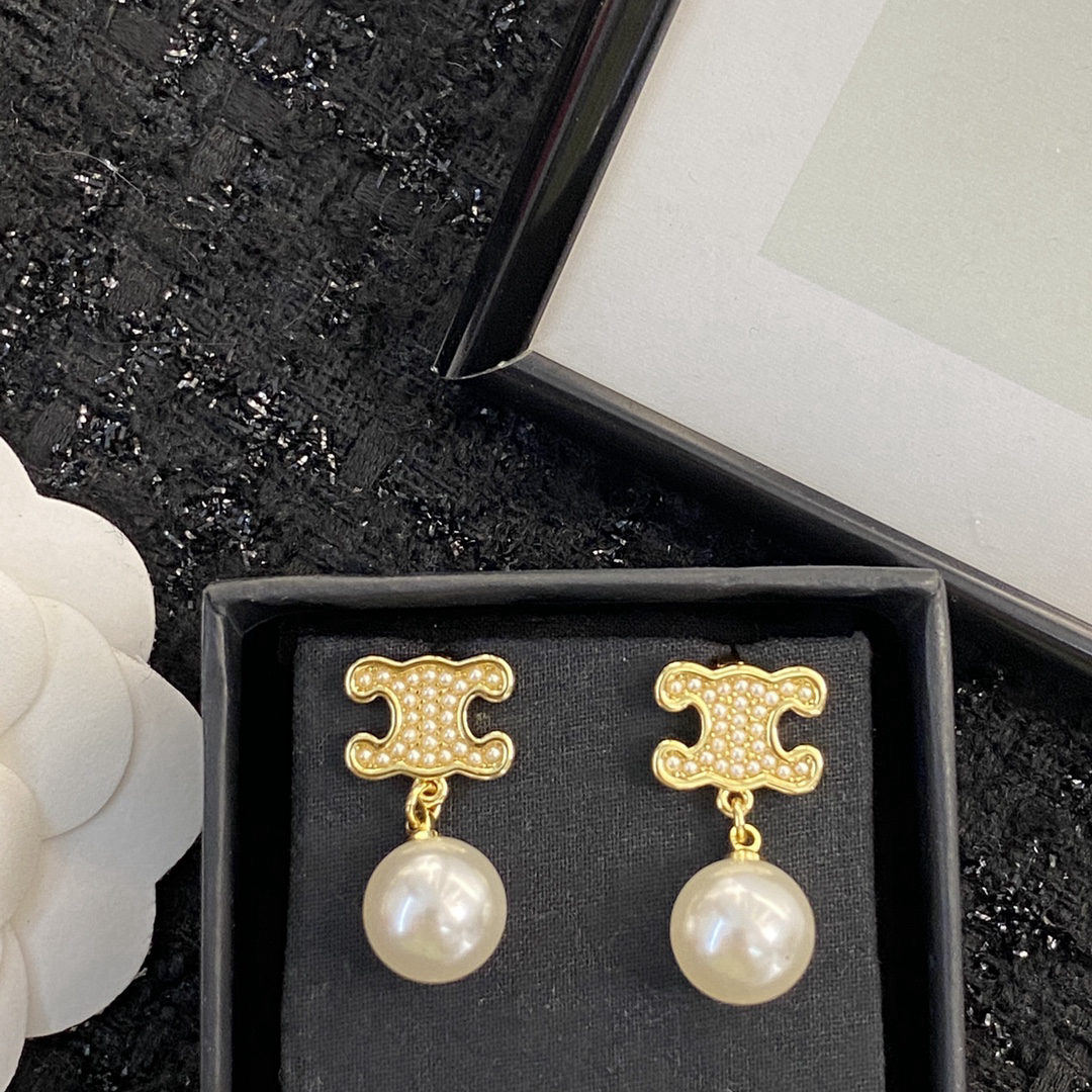 Celine Arc de Triomphe Pearl Earrings