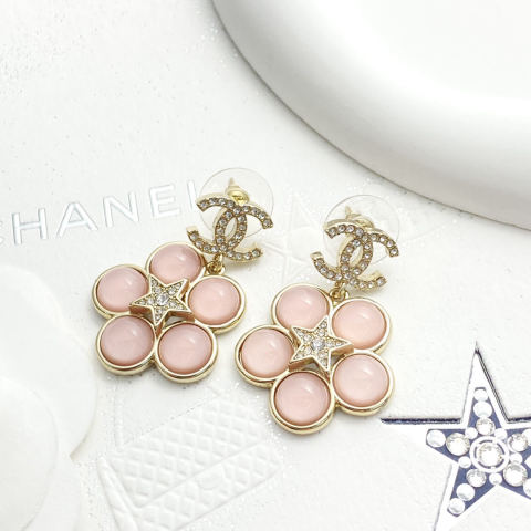 Chanel rhinestone double C flower earrings