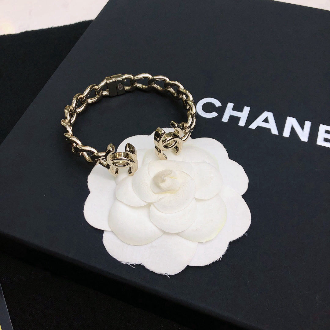 Chanel light gold open bracelet