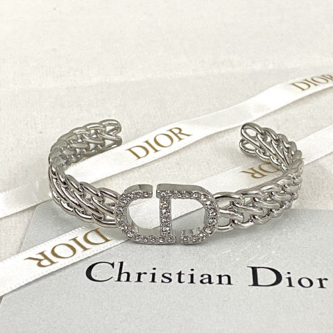 Dior rhinestone CD platinum woven bracelet