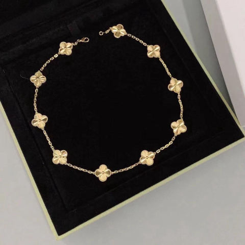 VCA four-leaf clover laser engraving 10 floral necklace