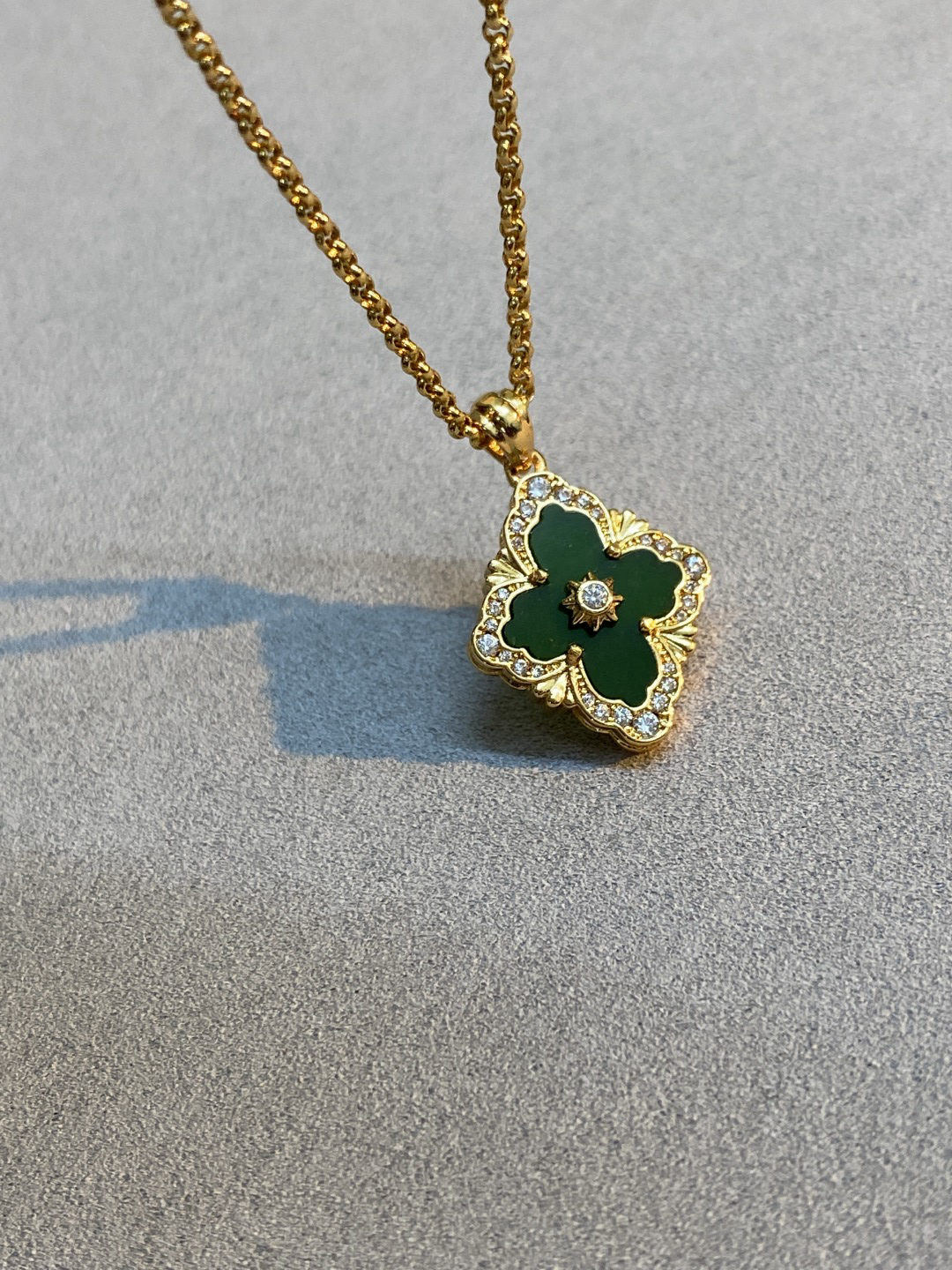 Buccellati Malachite and Diamond Single Flower Necklace