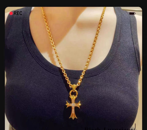 Black Luxurious cross engraving necklace