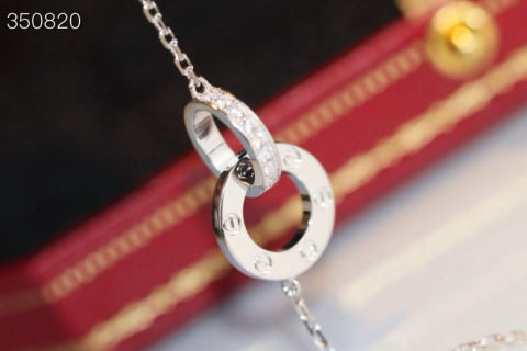 Classic Love full diamond double ring necklace