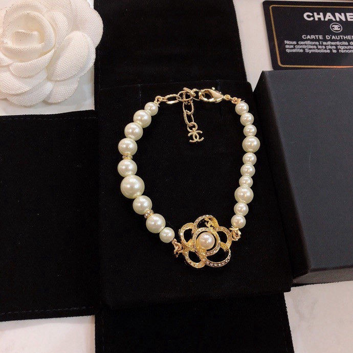 Chanel floral pearl bracelet