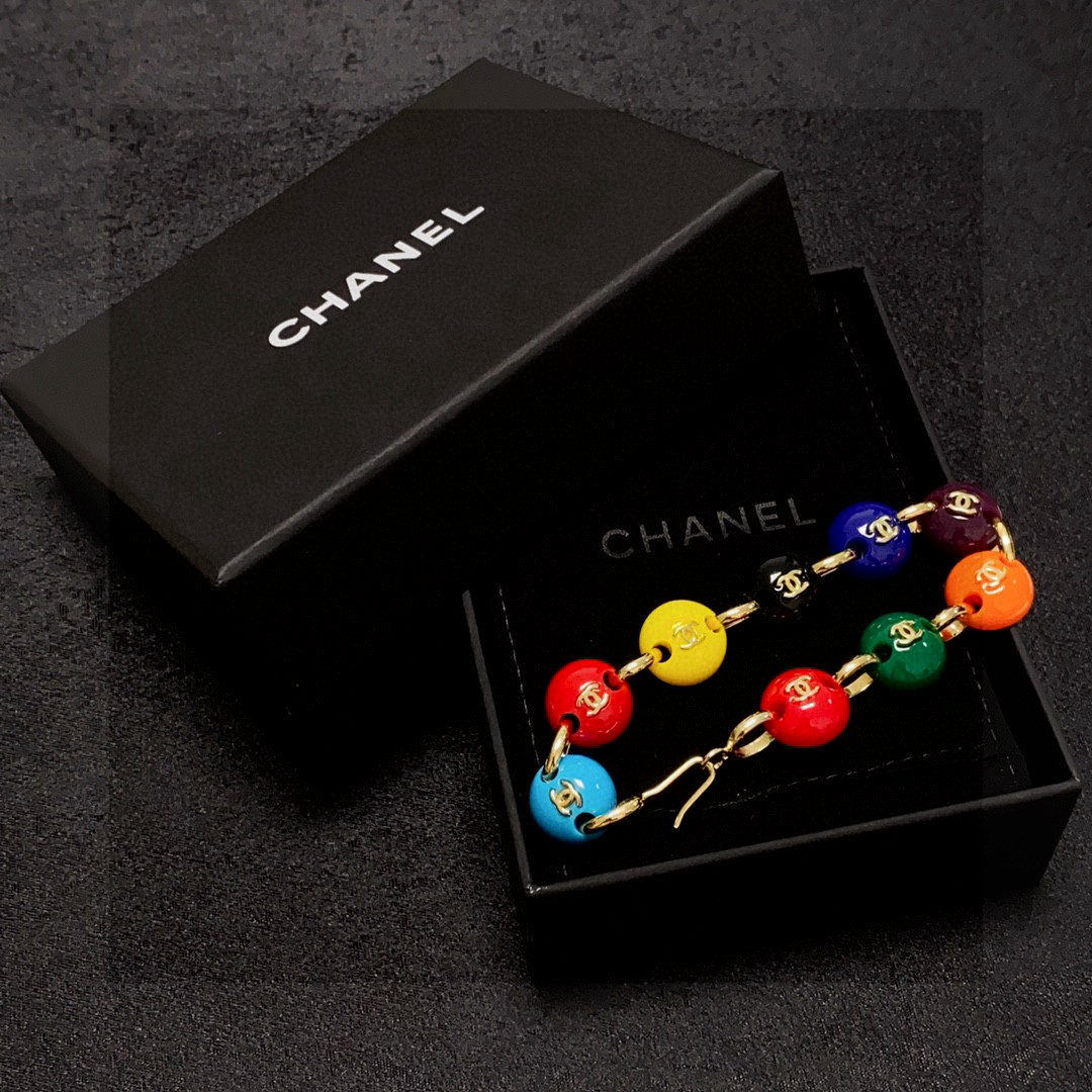Chanel Double C Colorful Bead Patchwork Bracelet