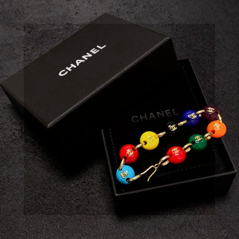 Chanel Double C Colorful Bead Patchwork Bracelet