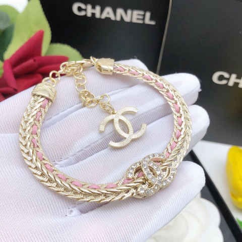 Chanel pink leather bracelet