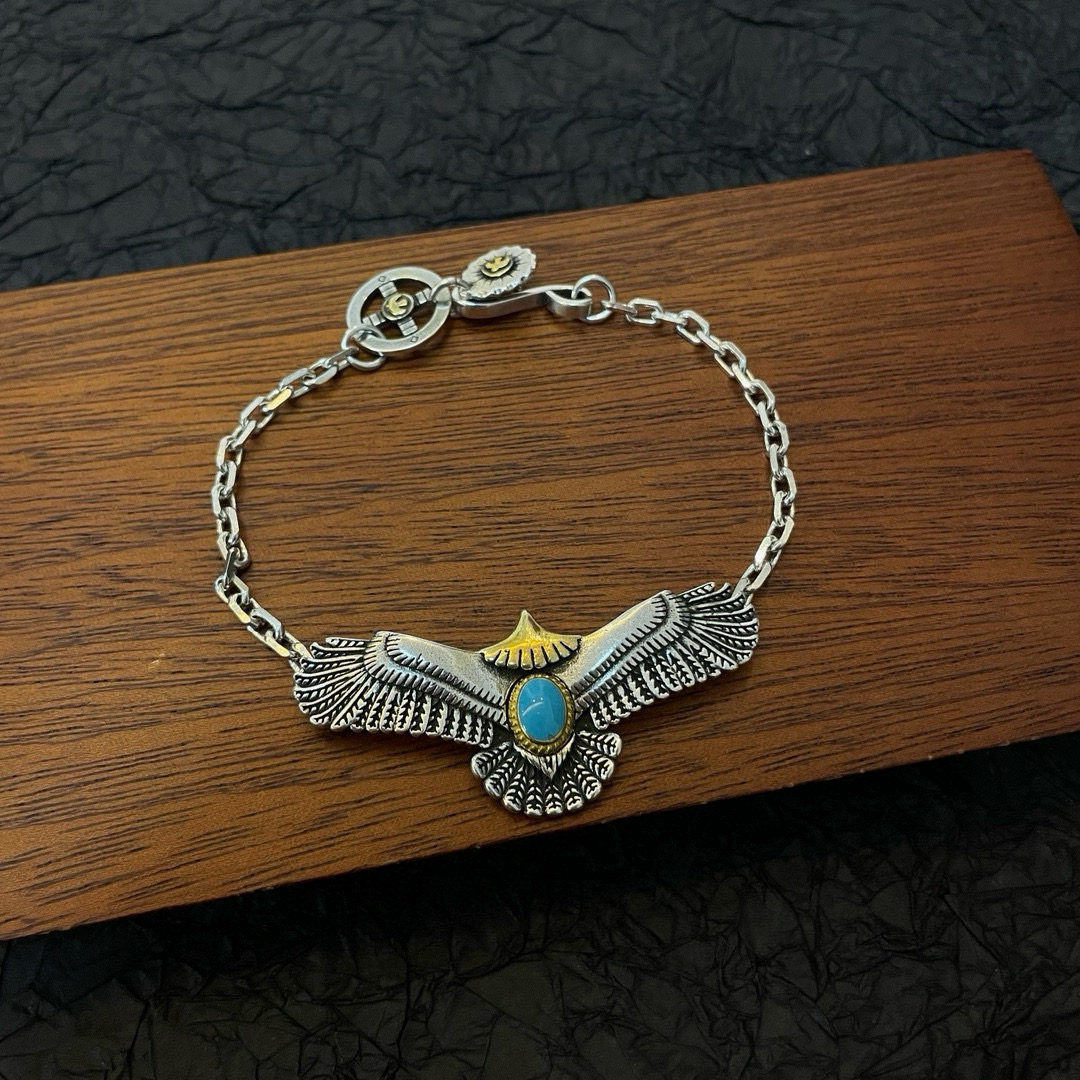 GORO'S Vintage Turquoise Eagle Bracelet