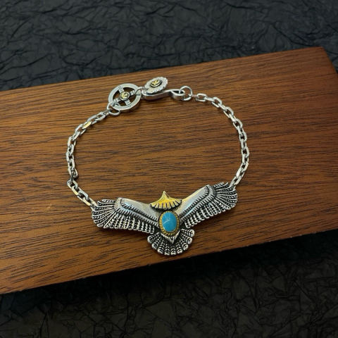 GORO'S Vintage Turquoise Eagle Bracelet
