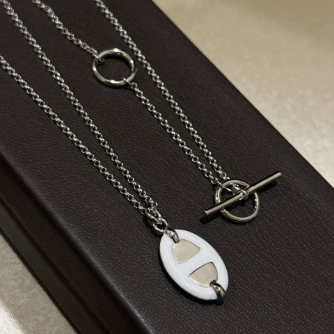 HERMES necklace sterling silver stud earrings