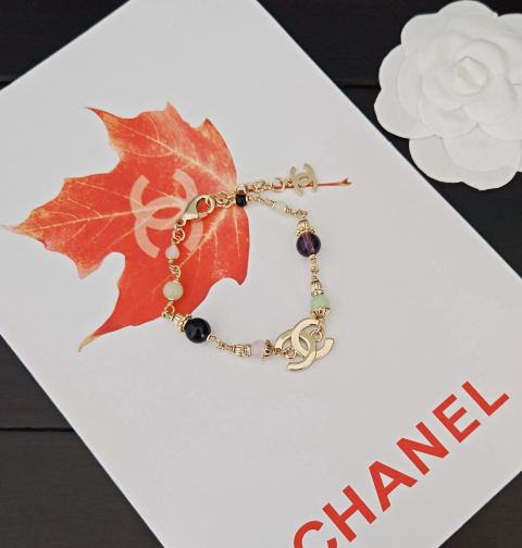 Chanel pink and green diamond bracelet
