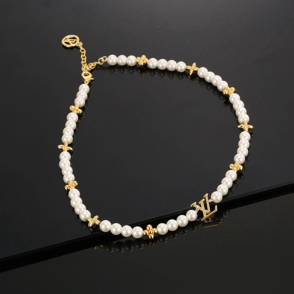 LV pearl necklace