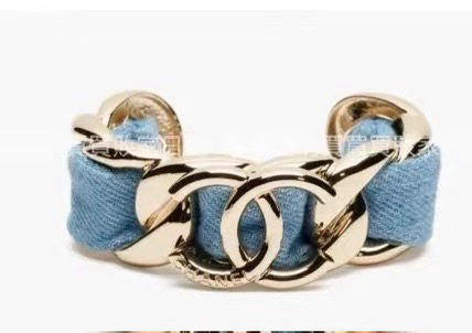 Chanel denim chain wide bracelet
