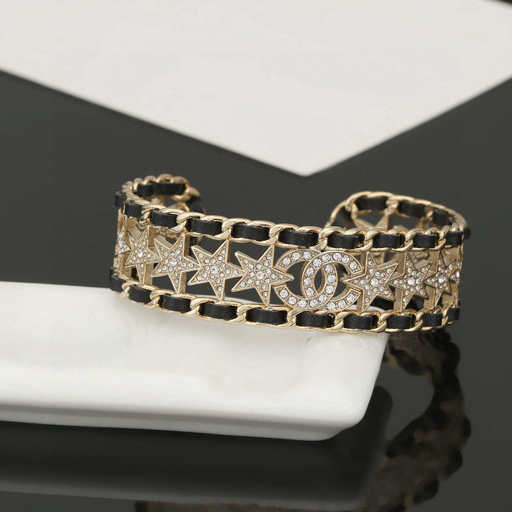 Chanel black leather bracelet
