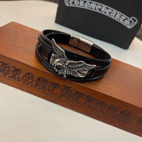 Chrome Hearts Eagle Leather Cord Bracelet