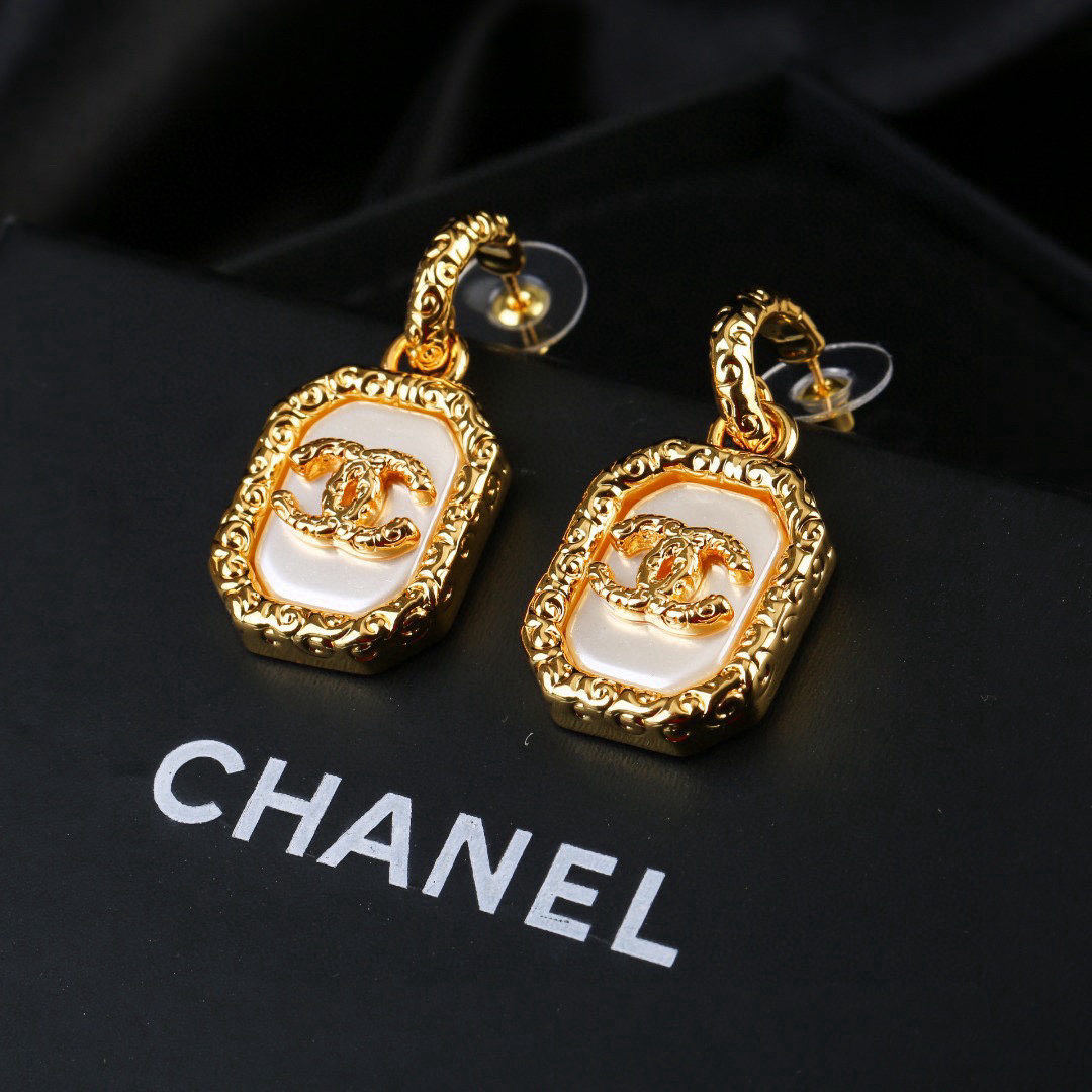 Chanel Vintage Metal Pearl Earrings