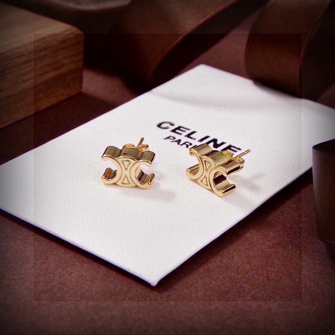 Celine gold stud earrings
