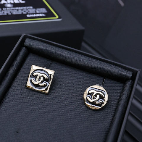 Chanel 26 Early Spring Asymmetrical Enamel Stud Earrings