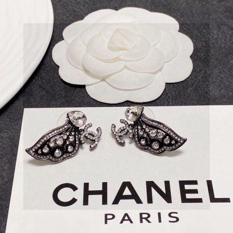 Chanel double C butterfly wing earrings