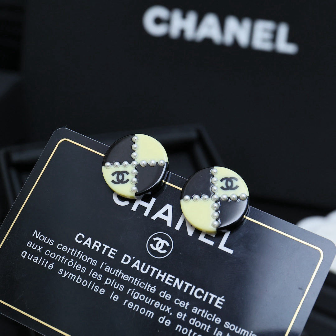 Chanel checkered earrings
